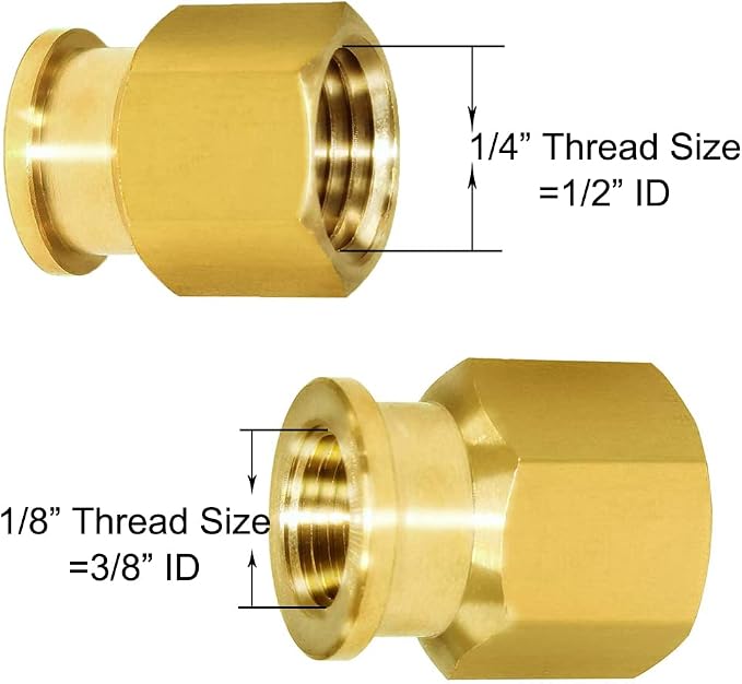 Joywayus Brass Reducer Reducing Coupling 1/4" NPT Female x 1/8" NPT Female Pipe - Image 2