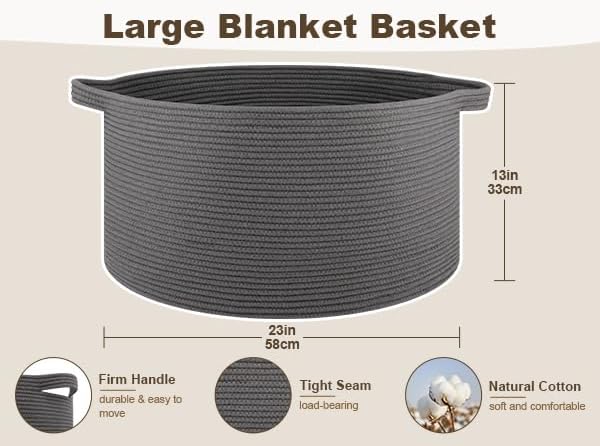 OIAHOMY 105L Extra Large Blanket Basket - Image 2