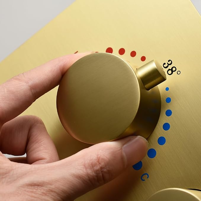 Brushed Gold Thermistatic Shower Mixing Valve | Concealed Mount, Pressure - Image 3