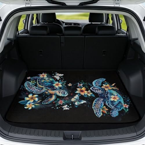 ELEQIN Boho Sea Turtle Floral, Car Cargo Liner, All Weather Heavy Duty Trunk by ELEQIN