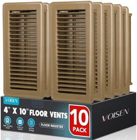 VOISEN Floor Register 4x10, 10 Pack Brown Floor Register Vents by VOISEN