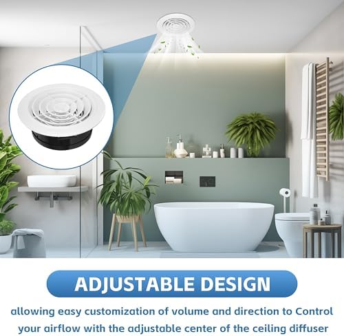 Round Air Vent Cover, 6 Inch Adjustable, ABS Ceiling Vent - Image 5