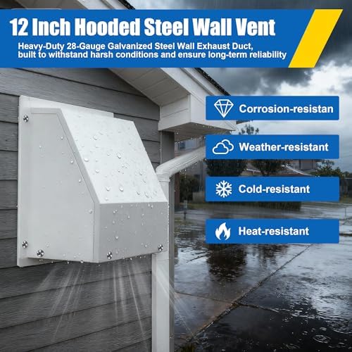 12 Inch Wall Vent Hood Exhaust Vent Cap Dryer Vent Cover - Image 4