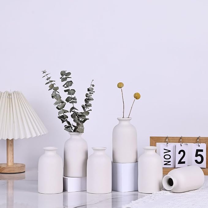White Bud Vases Set of 6 - Image 7