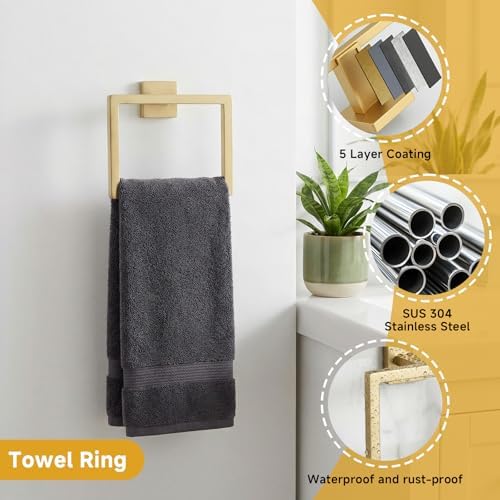 5-Piece Brushed Gold Bathroom Accessory Set, 16 Inch Bathroom Hardware Set - Image 5