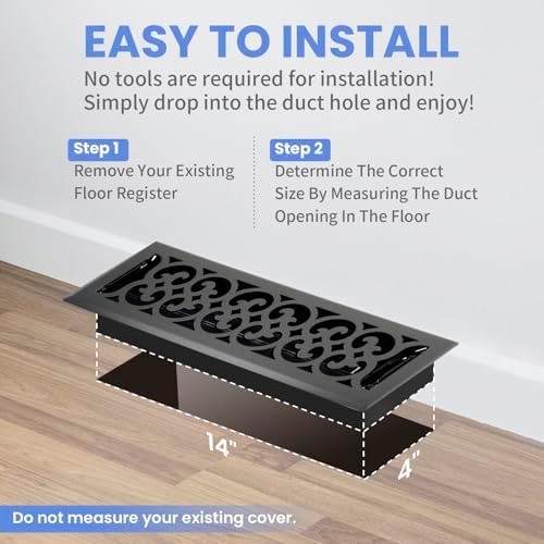 Howeall 4x14 Inches Heavy Duty Walkable Floor Register Easy Adjust Air Supply - Image 6
