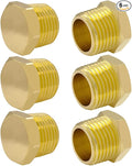 Hooshing 6PCS Brass Pipe Fittings 3/8" NPT Male Outer Hex Head Pipe Plug by Hooshing