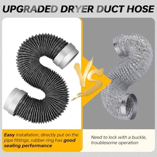 MATEWORK 8FT Dryer Vent Hose 4 Inch, Heavy Duty Flexible Aluminum Duct - Image 3