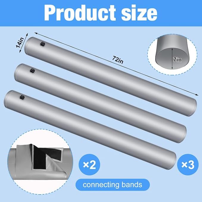 moonoom 3 Pcs PVC Flood Barriers Bags- 72 x 14 Inch Inflatable Water Barrier - Image 2