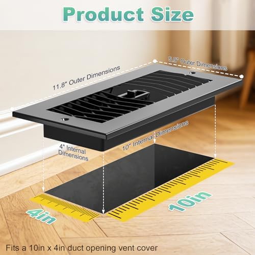 4x10 Floor Vent Cover 6-Pack Heavy Duty Floor Register - Image 2