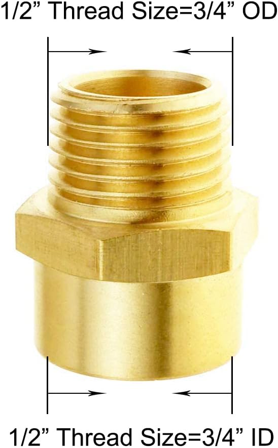 Joywayus 1/2" G Thread Female × 1/2" NPT Thread Male Brass Pipe Fitting Adapter - Image 2