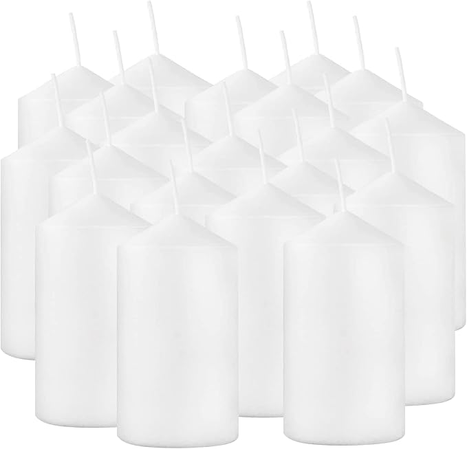 Howemon 20 Pcs Bulk Long Burning Wax Pillar Candles 2" x 4" Dripless Unscented - Image 2