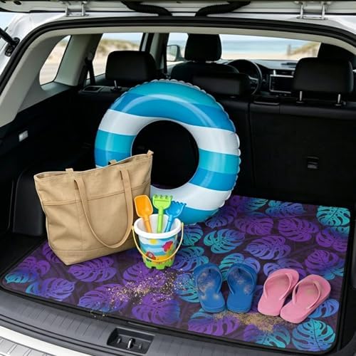 Purple Tropical Palm Car Trunk Mat Universal Fit 29"x39" - Image 2