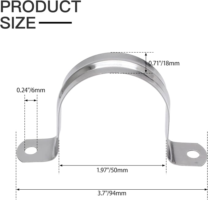 Bonsicoky M50 Rigid Pipe Strap, Stainless Steel, 0.71" Width, - Image 2