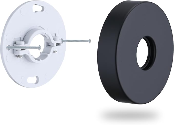 Matte Black Shower Arm Flange, Metal Shower Arm Stabilizer Bracket and Flange by RAINREVIVE