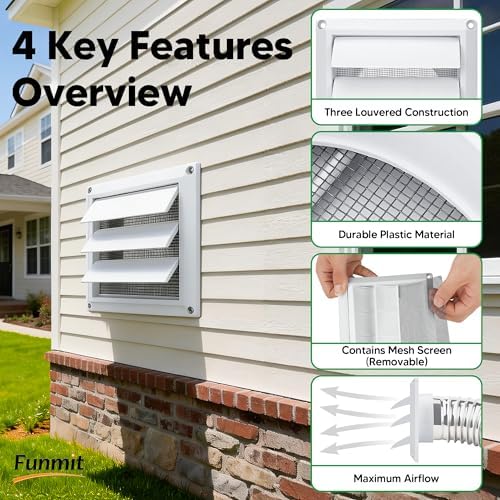 4 Inch Outdoor Dryer Vent Cover Louvered - Image 3