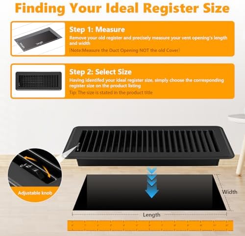 4 Pack Floor Vent Covers, Floor Register 4" x 12", Adjustable Decorative Vent - Image 4