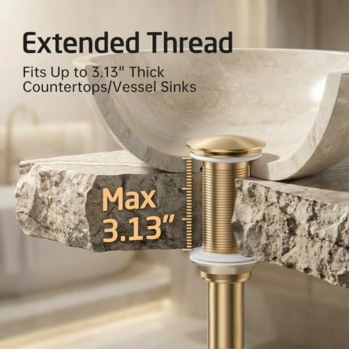 KES Brushed Gold Bathroom Pop Up Drain - Image 2