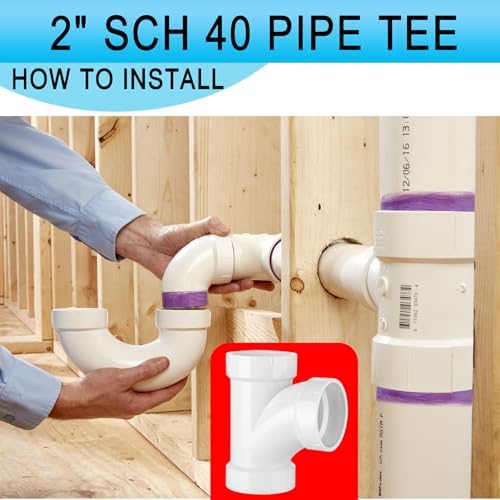 Asterbacks 2 inch PVC Tee T Schedule 40 White Pipe Fittings Connectors PPT-753 - Image 2