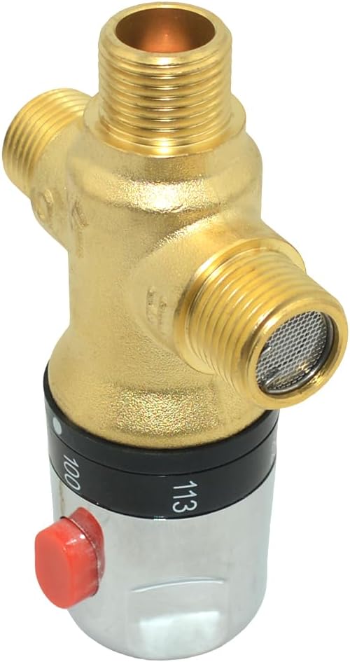 Thermostatic Mixing Valve, 1/2" NPT Thread Water Heater Solid Brass- Golden - Image 5