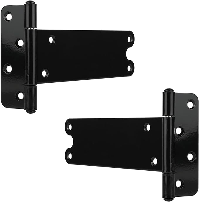 8 in T-Strap Shed Door Hinges, 2 Pack Heavy Duty Tee Hinge, 300 Lbs Capacity | - Image 2