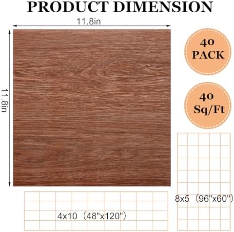 AKOLAFE 40 Sheet Vinyl Flooring 12” x 12” Peel and Stick Floor Tile Waterproof - Image 2