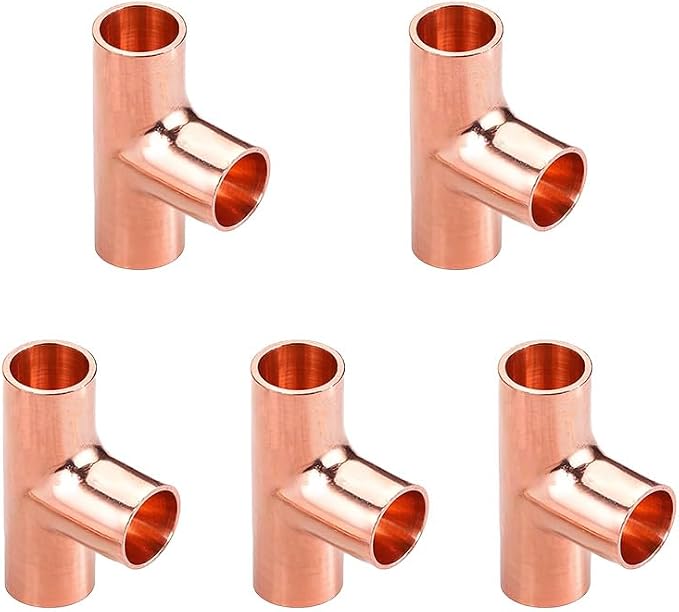 5/16" Copper Tee, Copper Three-Way Fitting Welding Joint, Sweat Solder by ZOWZEA