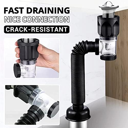 Bathroom Sink Drain Kit with Flexible P-Trap Pipe Bathroom Sink Drain Pipe - Image 4