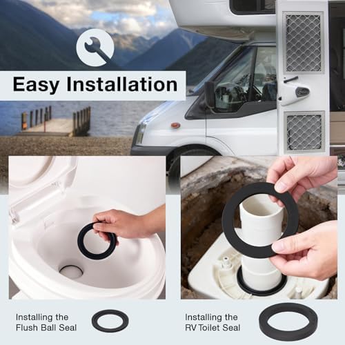 RV Toilet Dual Seal Kit ，385311652 RV Toilet Seal Ring + 385311658 Flush Ball - Image 5