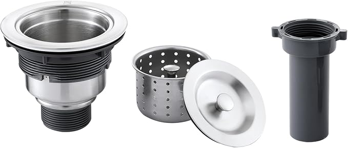3-1/2-inch Kitchen Sink Drain, 304 Stainless Steel Removable Deep Basket by OUGOO