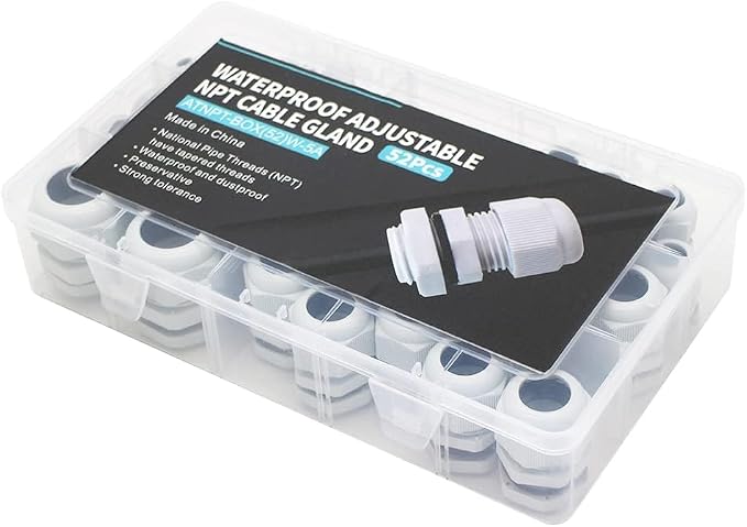 52PCS Cable Gland Waterproof Kit, IP68 Nylon PA66 Strain Relief Cord Grips - Image 4