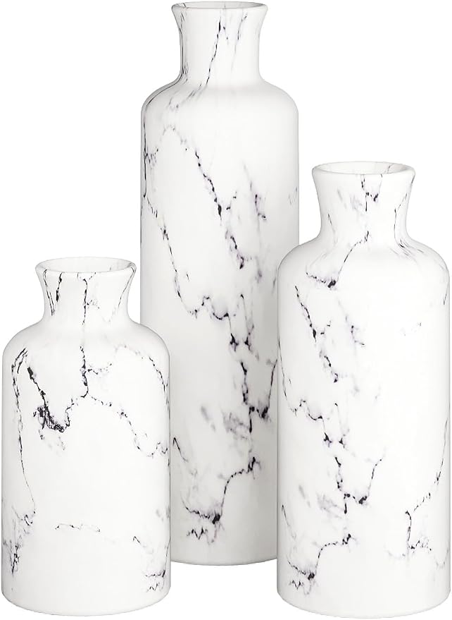 Creative Scents White Marble Look Vases Home Decor by CreativeScents