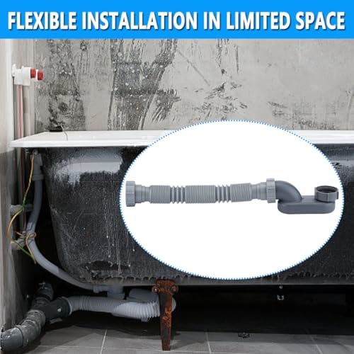Low Profile 1 1/2 P Trap, Flexible Bathtub Shower Drain Pipe, Flat P Trap - Image 5