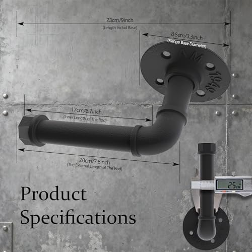 Industrial Pipe Toilet Paper Holder, Heavy Duty Rustic Iron Rack - Image 2
