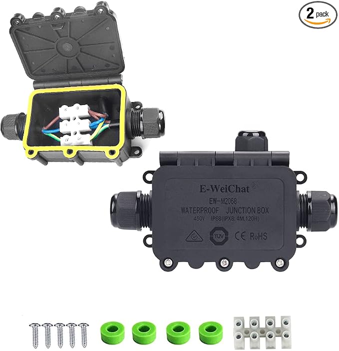 Outdoor Junction Box Waterproof IP68, 3 Way M20 Coaxial Underground Cable by HFJY