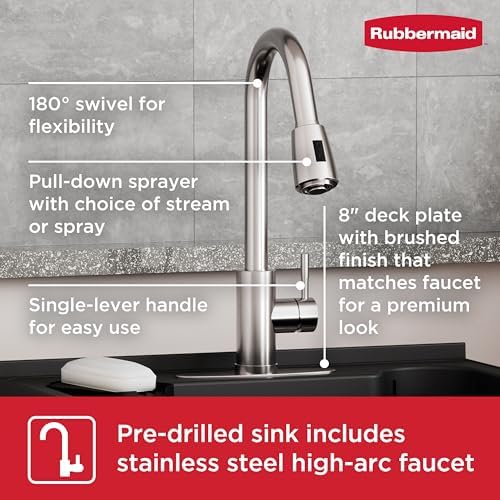 Rubbermaid Utility Sink Laundry Tub, Freestanding All-in-One Sink - Image 3