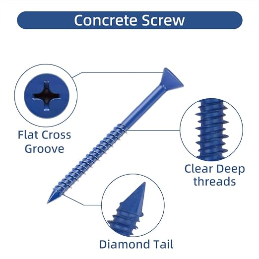 60Pcs 3/16" x 3-1/4”Concrete Screws - Image 3
