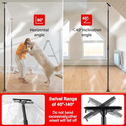 10FT Dust Barrier Poles Kit, Spring Retractable Zipper Wall Poles - Image 4