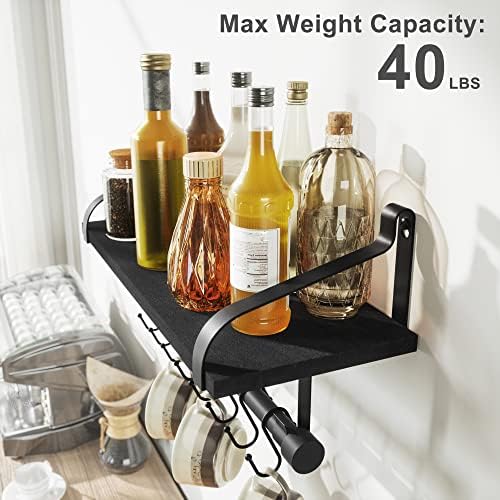 Love-KANKEI 17.3" Floating Wall Shelf Solid Wood/Bracket, Coffee Bar - Image 6