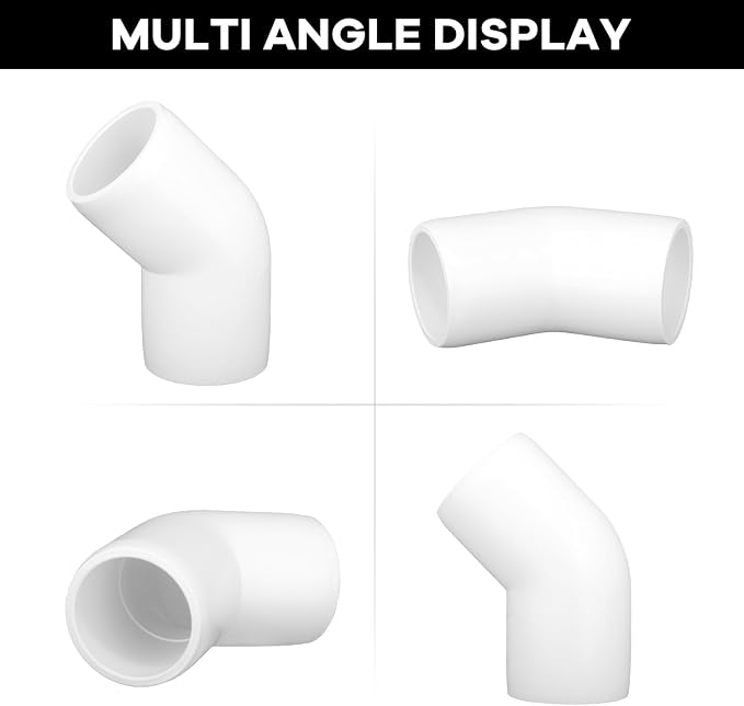 12-Pack 1 inch 45 Degree Elbow PVC Fitting, 2 Way Furniture Grade Pipe Connector - Image 6