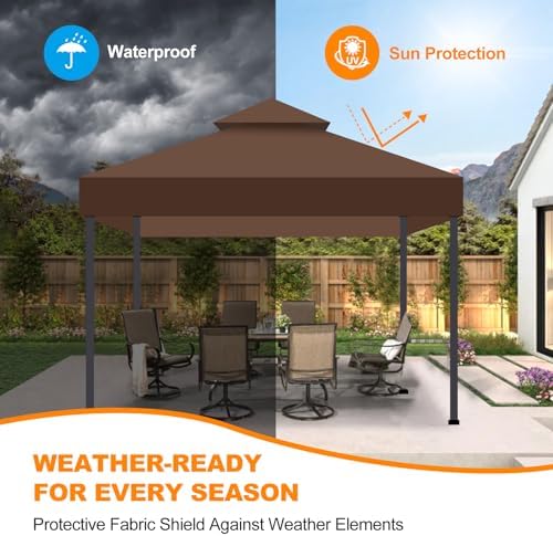10x10 Canopy Replacement Top Cover Canopy Top Replacement Double Layer Vented - Image 2