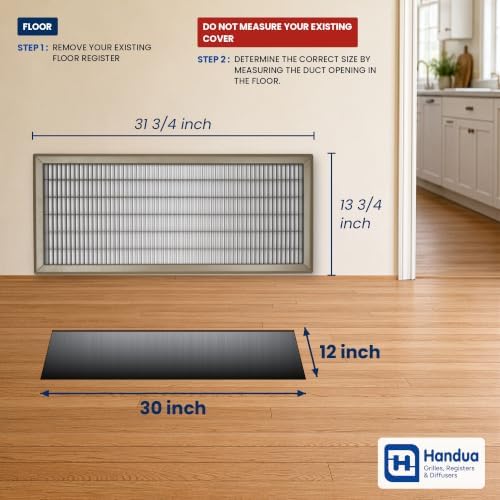 Fits 12x30 and 30x12 Duct Opening | Return Air Floor Grille by Handua | - Image 2