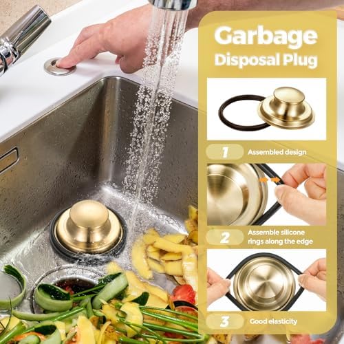 4 Pcs Light Gold Kitchen Sink Accessories Garbage Disposal Splash Guards 3.4'' - Image 3