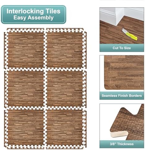 Sorbus Interlocking Wood Grain Foam Floor Tiles - Image 6