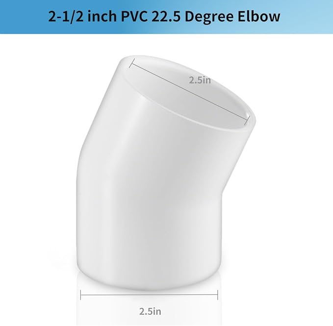 LESSO 2.5 Inch PVC Elbow, 22.5 Degree 2-1/2" Pipe Fitting | PVC Corner Adapter - Image 2