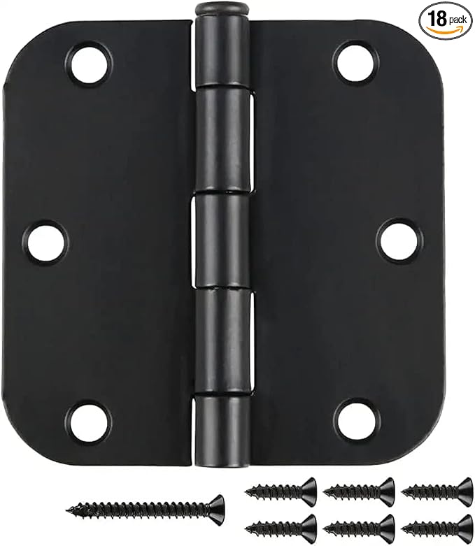 18 Pack Matte Black Door Hinges Interior 3.5" by JIWDOORHINGESFORHOME