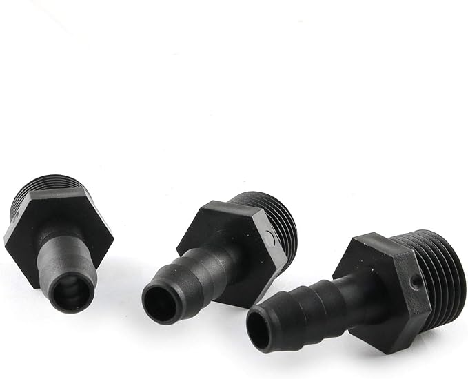 E-Outstanding 5PCS 3/8 inch to 1/2 inch NPT Male Black Plastic Hose Barb Pipe - Image 3
