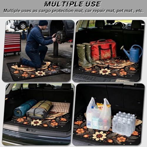 Moth Floral Universal Car Trunk Mat, Waterproof Cargo Liner - Image 3