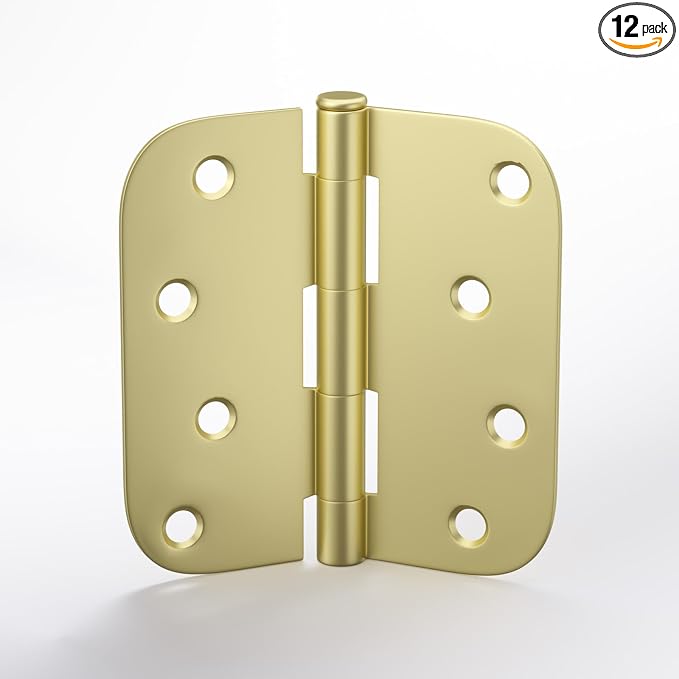 goldenwarm 12 Pack 4 inch Door Hinges Satin Gold Residential Door Hinges Brass by goldenwarm