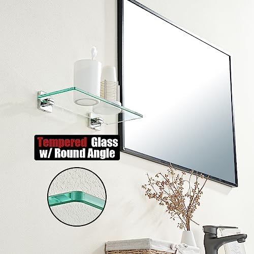 JQK Bathroom Glass Shelf Chrome, Tempered Glass Shower Storage 12 by 5 inches - Image 6